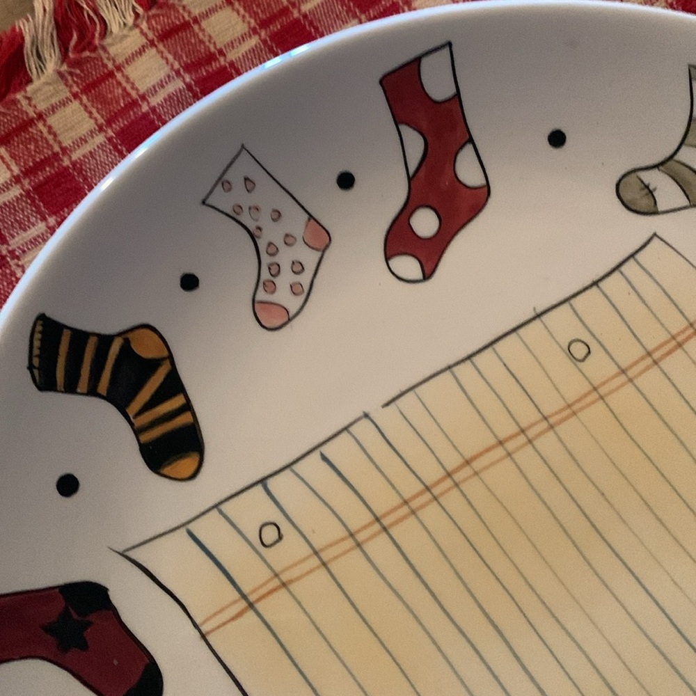 Vintage 1990s Christmas Santa’s List Ceramic plate with marker.